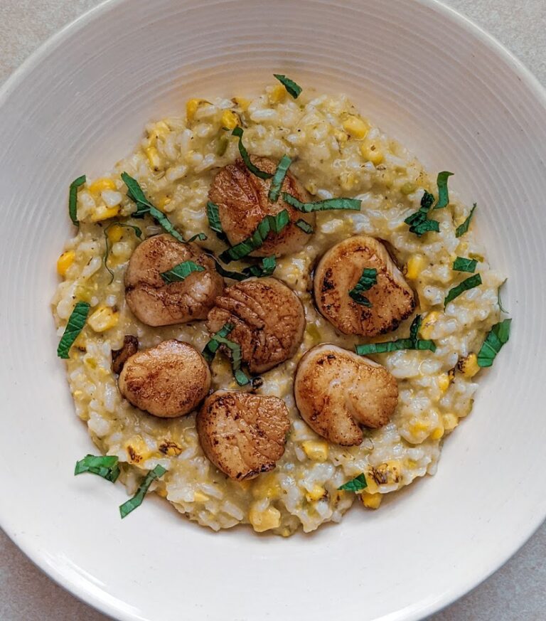 Corn Risotto and Scallops Courtney Made